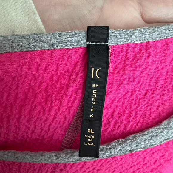 IC by Connie K Pink Crinkle Tunic Top Side Pocket Artsy Lagenlook size XL - Picture 10 of 10